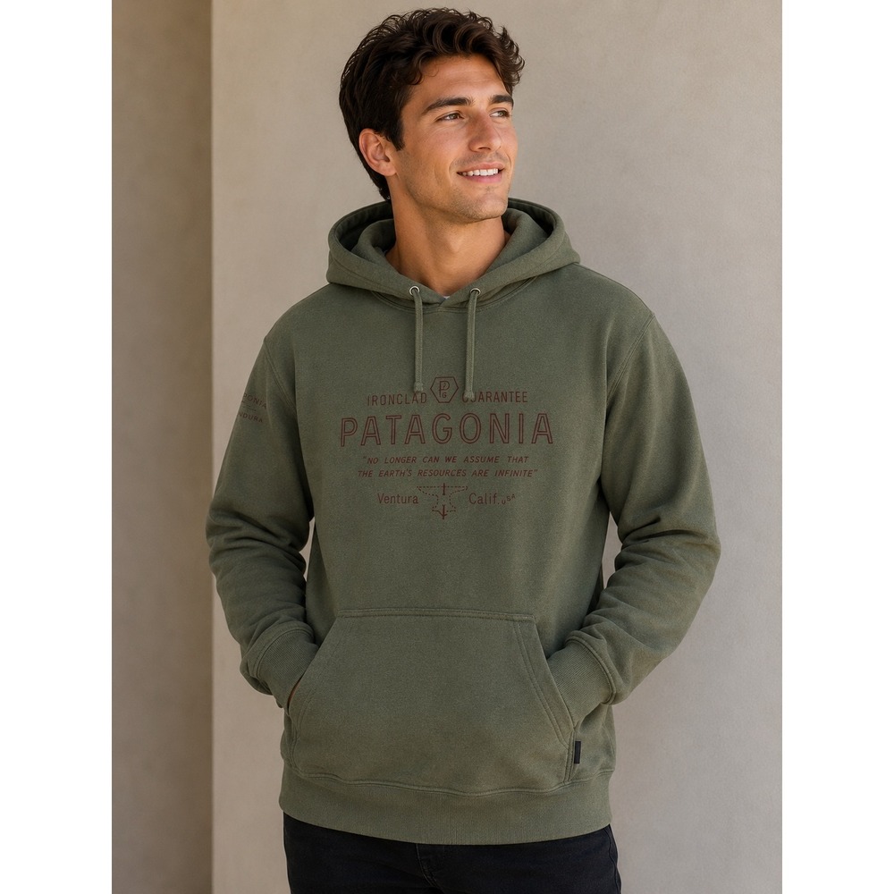 Patagonia Mens Uprisal Hoody Fatigue Green Graphic Pullover Sweatshirt XXS